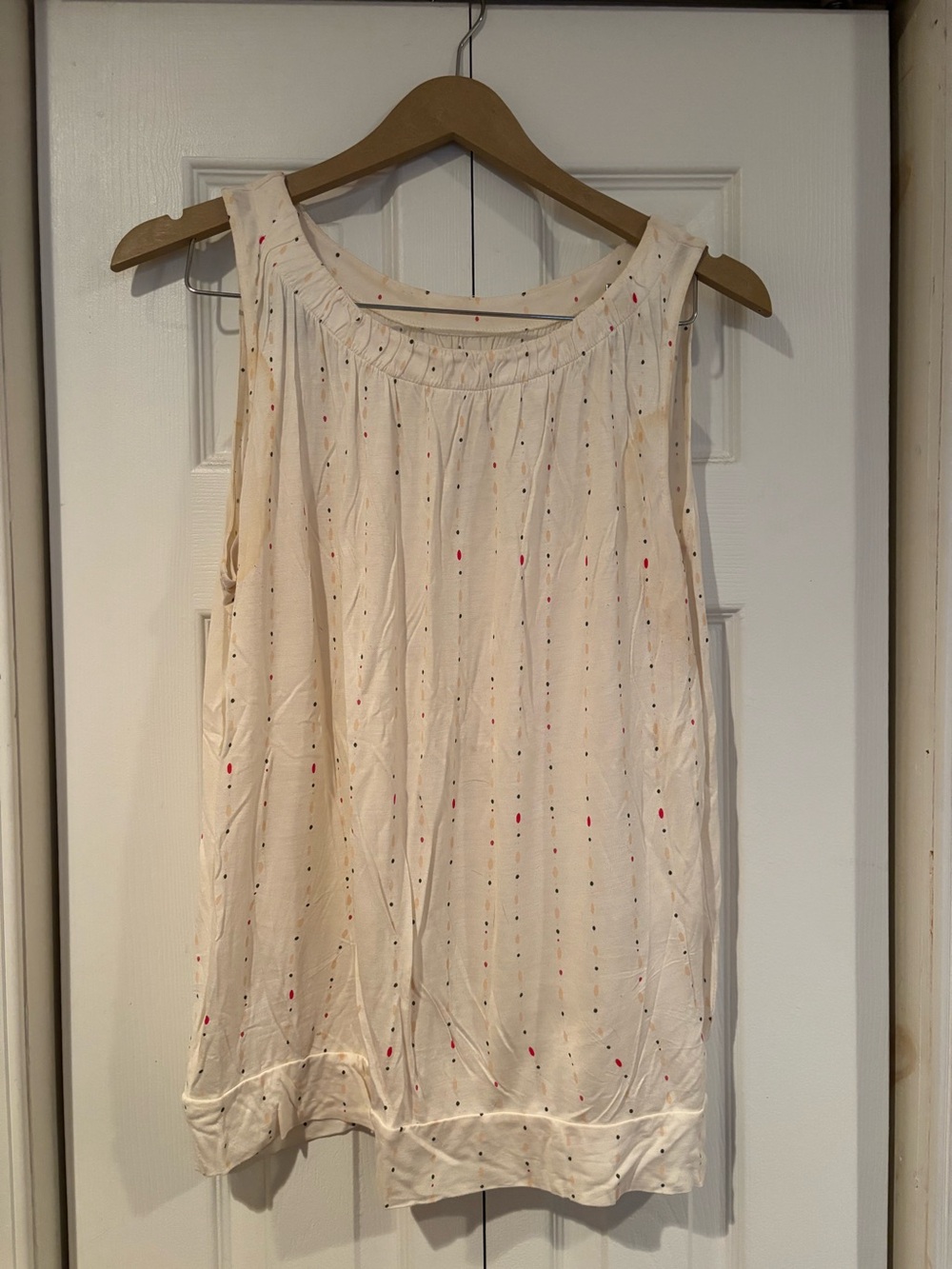 LOFT Outlet Sleeveless Tank — Cream with Dot Print